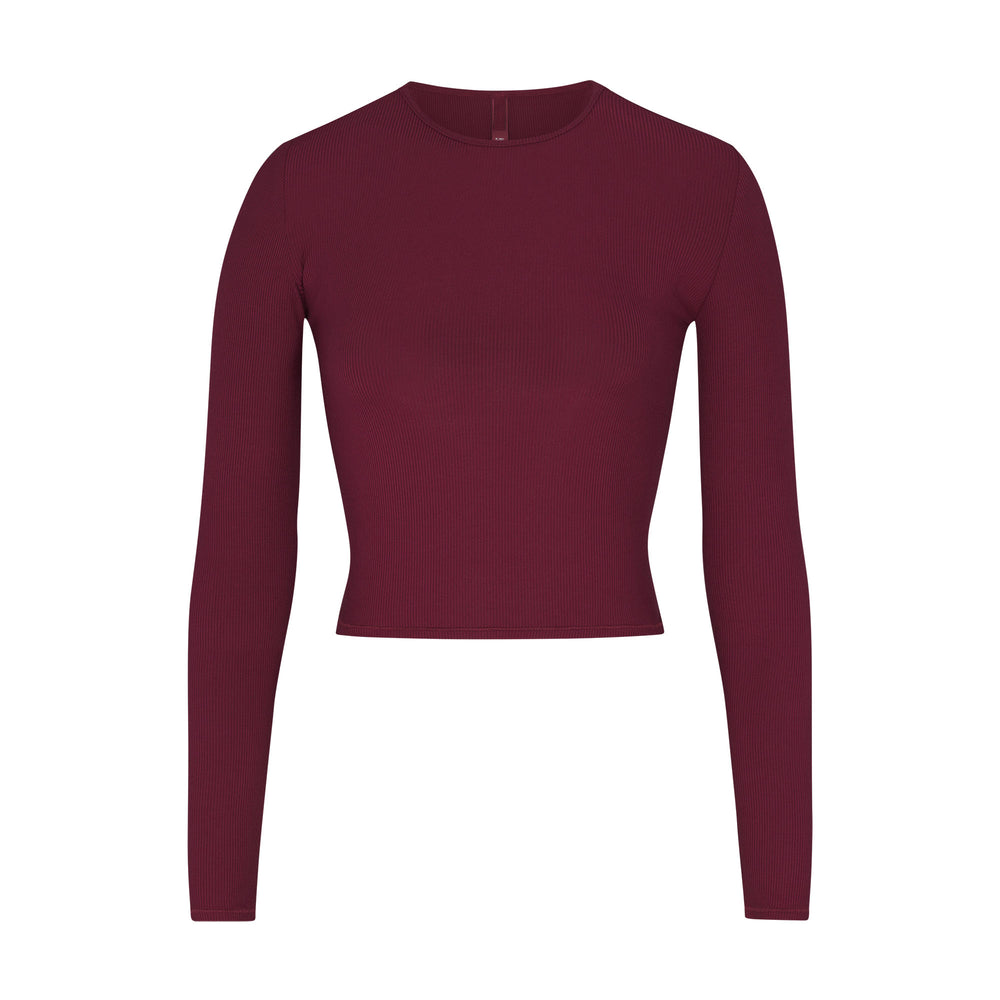 T-shirt Skims SOFT LOUNGE LONG SLEEVE CROP TOP Violette | 489CQZTPS