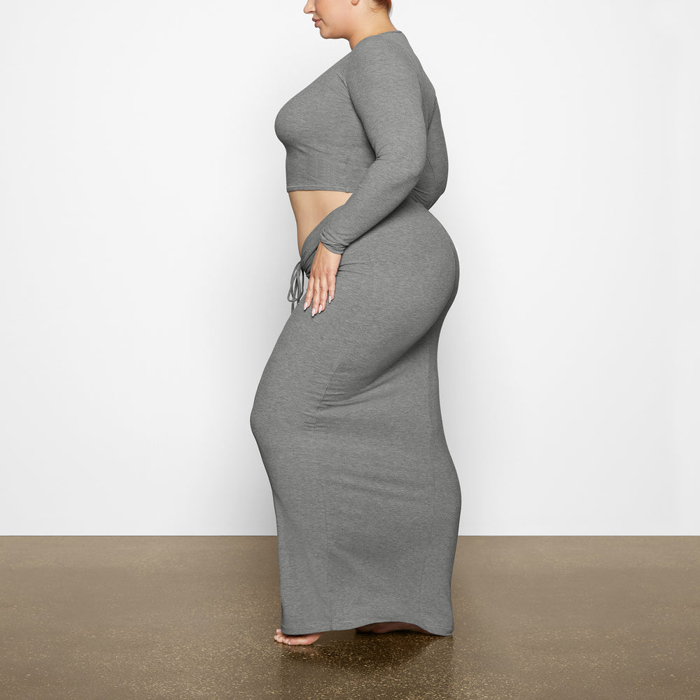T-shirt Skims SOFT LOUNGE LONG SLEEVE CROP TOP Grise | 569DLQPRG