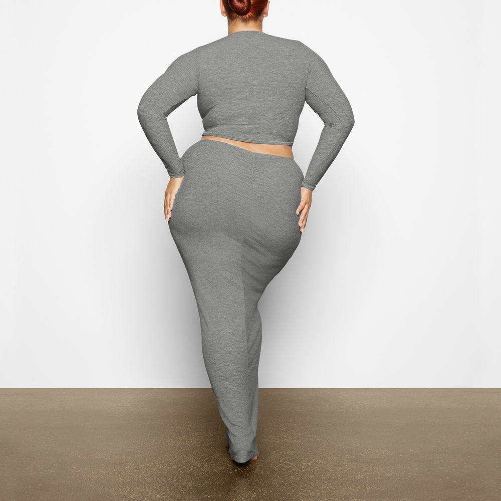 T-shirt Skims SOFT LOUNGE LONG SLEEVE CROP TOP Grise | 569DLQPRG