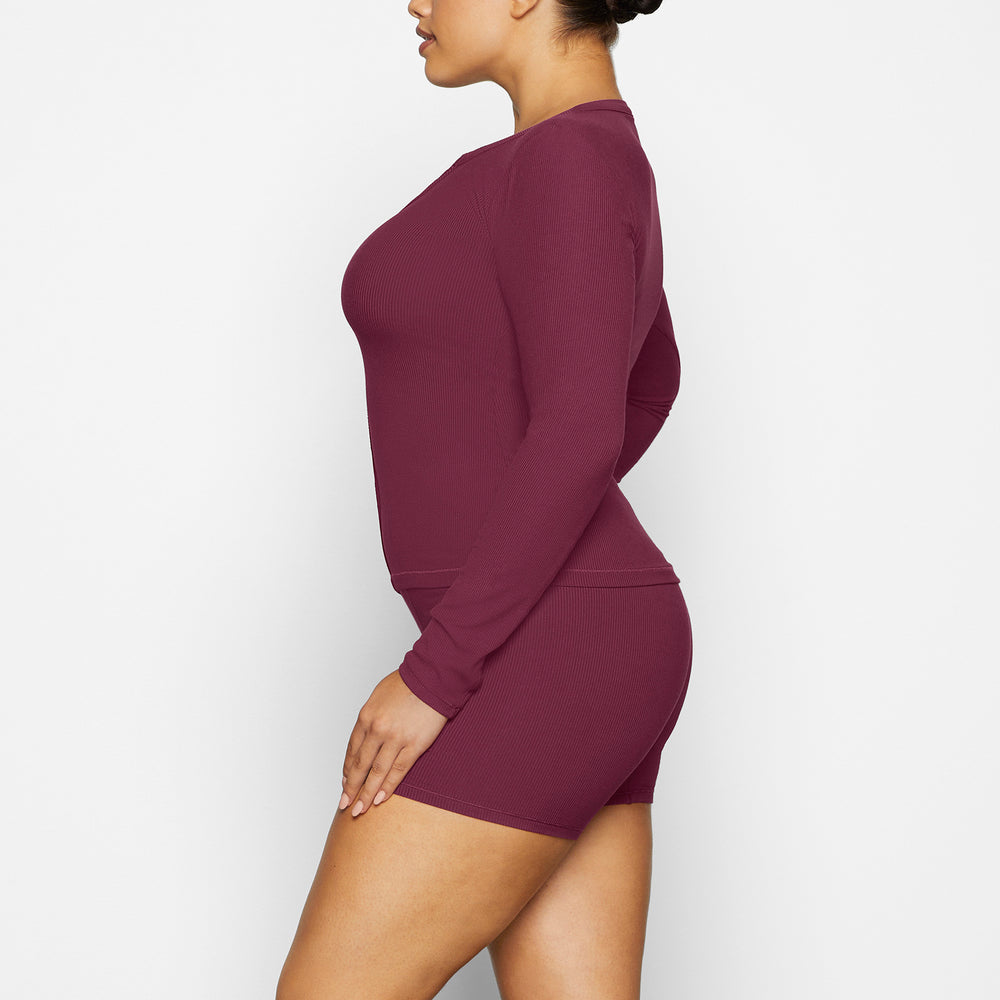 T-shirt Skims SOFT LOUNGE SPLIT NECK LONG SLEEVE Violette | 953ODCRBQ