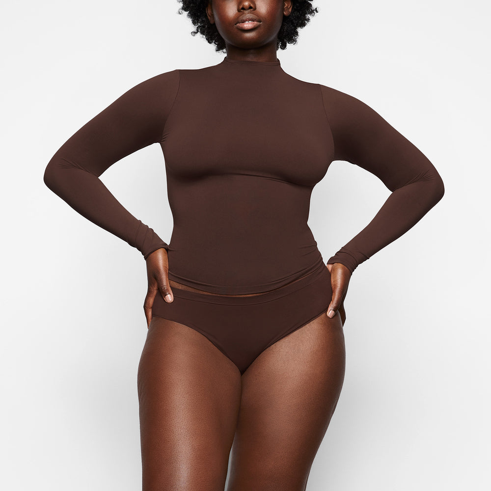 T-shirt Skims SOFT SMOOTHING TURTLENECK TOP Chocolat | 794XRMSEC