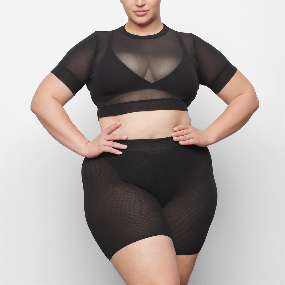 T-shirt Skims SUMMER MESH CROPPED Noir | 362GWTPHX