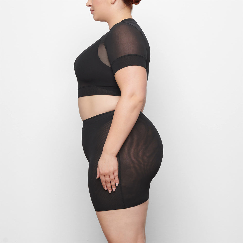 T-shirt Skims SUMMER MESH CROPPED Noir | 362GWTPHX