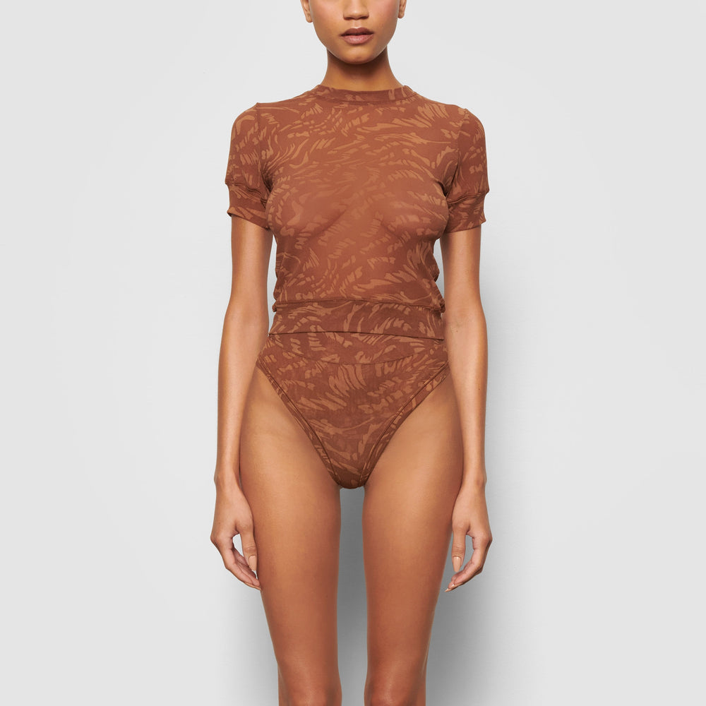 T-shirt Skims SUMMER MESH Marron | 308XQURCM