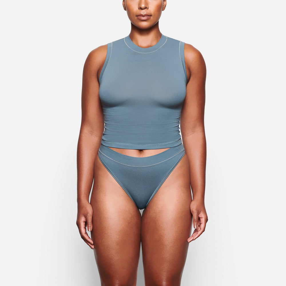 Tanga Skims COTTON JERSEY CHEEKY Bleu | 896YFBPDG