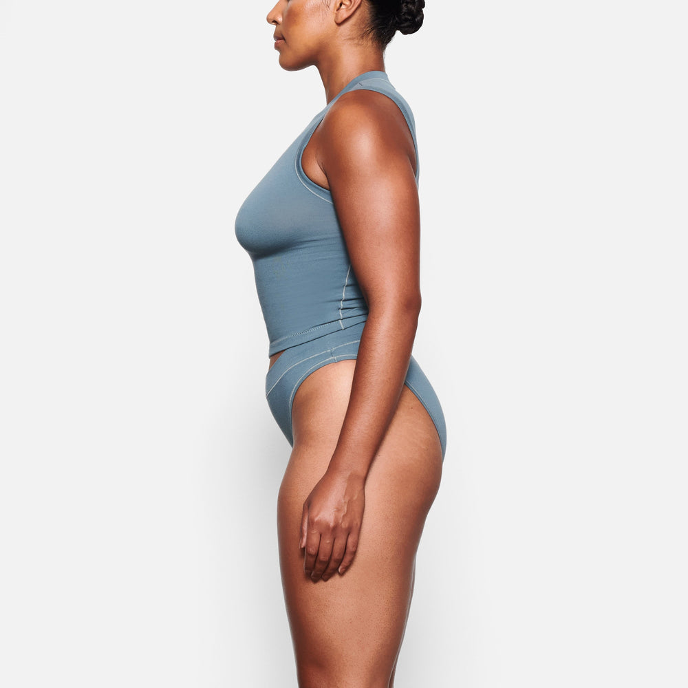 Tanga Skims COTTON JERSEY CHEEKY Bleu | 896YFBPDG