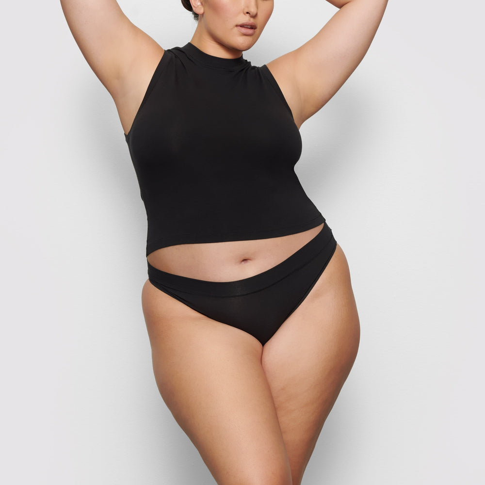 Tanga Skims COTTON JERSEY CHEEKY Noir | 925JZVCKU