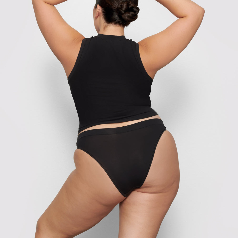 Tanga Skims COTTON JERSEY CHEEKY Noir | 925JZVCKU