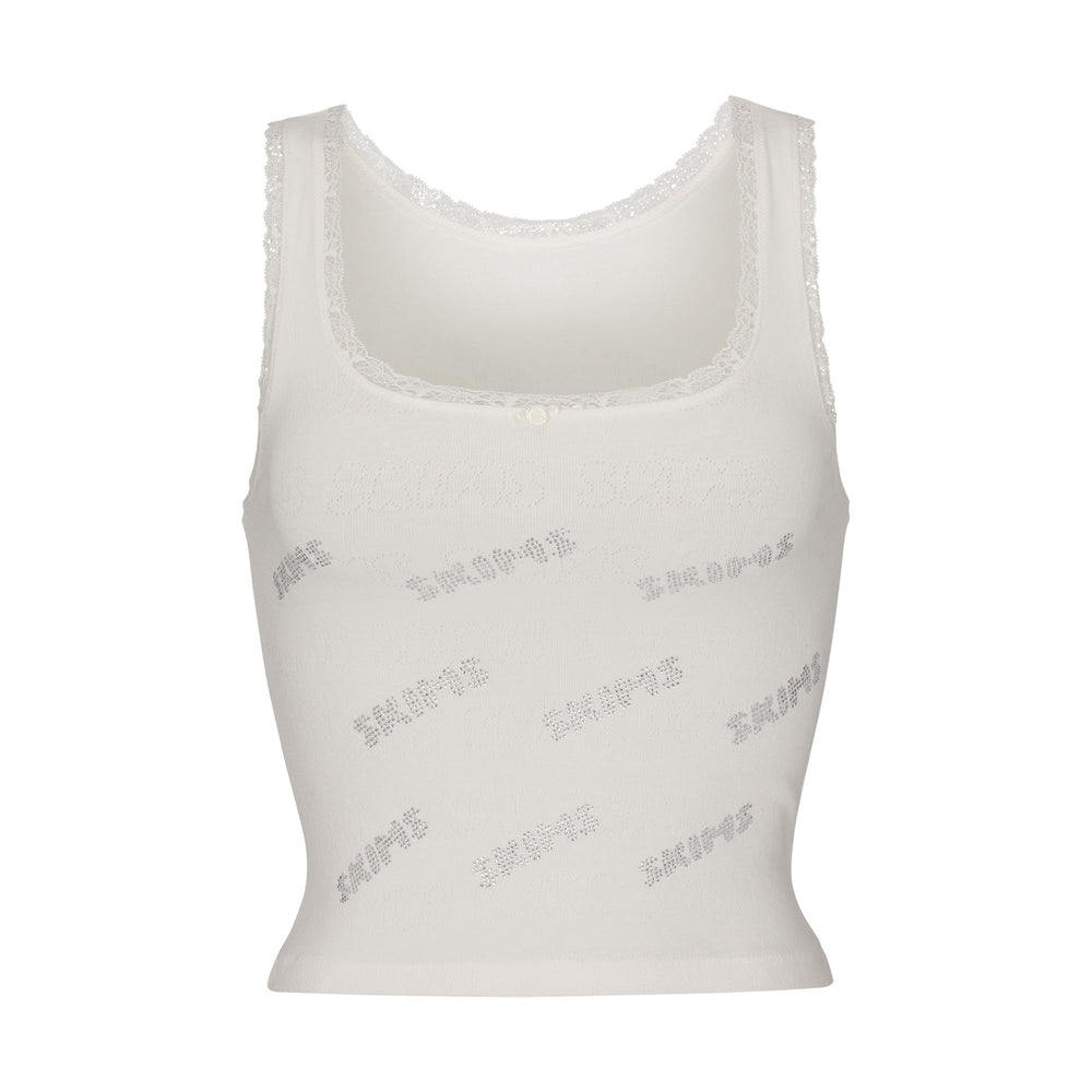 Tank Skims RHINESTONE LOGO POINTELLE Blanche | 845AUZROI