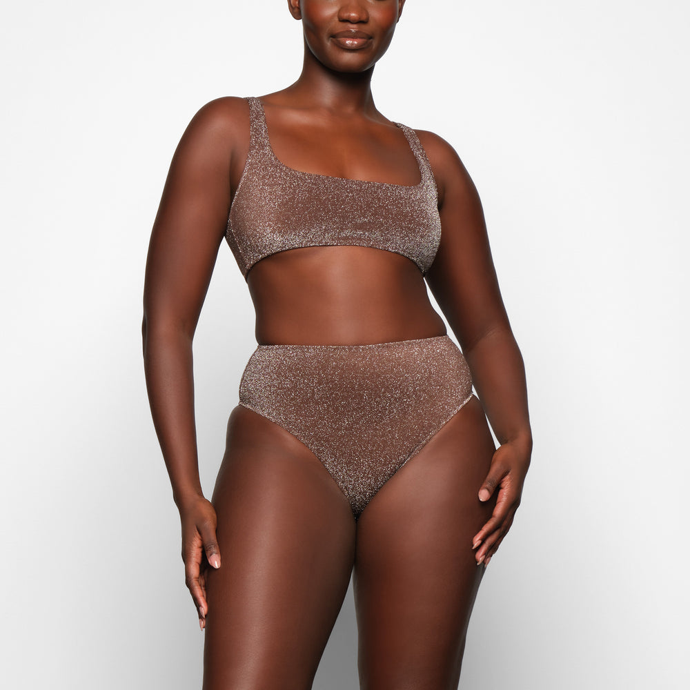 Two Pieces Skims GLITTER SWIM MID WAIST BOTTOM Chocolat | 963IEBWPX