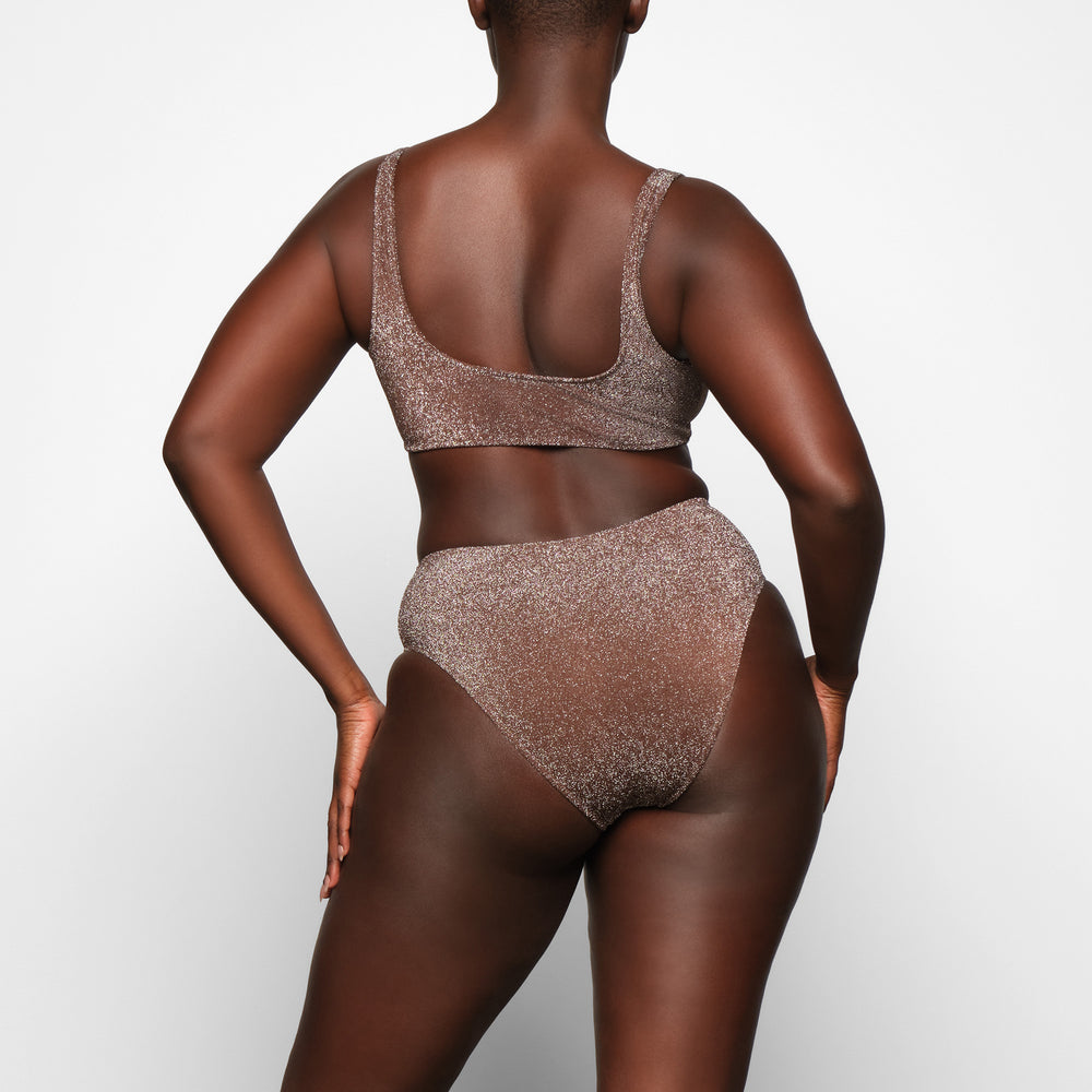 Two Pieces Skims GLITTER SWIM MID WAIST BOTTOM Chocolat | 963IEBWPX