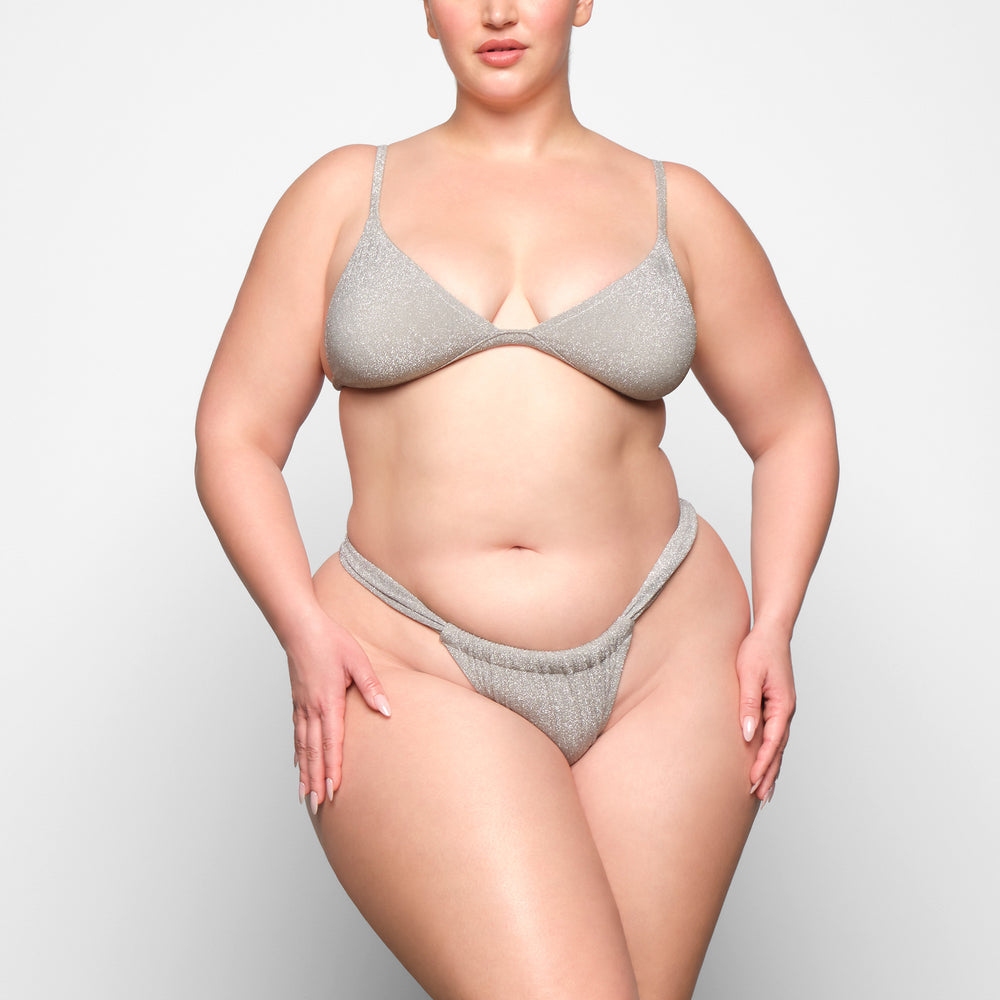 Two Pieces Skims GLITTER SWIM RUCHED BIKINI TANGA Grise | 423WSDXFH