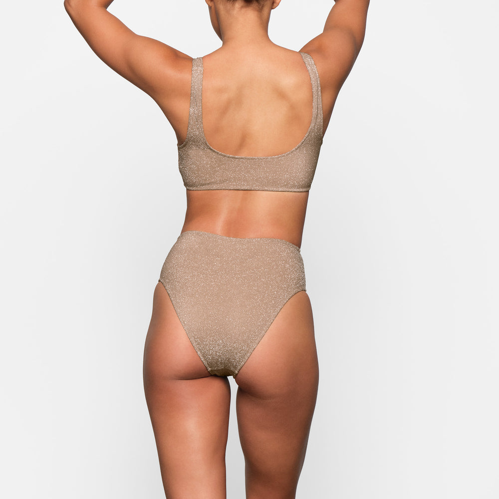 Two Pieces Skims GLITTER SWIM SCOOP BIKINI TOP Abricot | 265GWDAEU