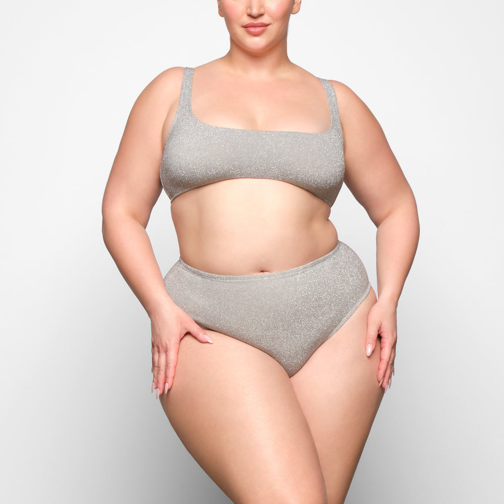 Two Pieces Skims GLITTER SWIM SCOOP BIKINI TOP Grise | 731NMIBVU