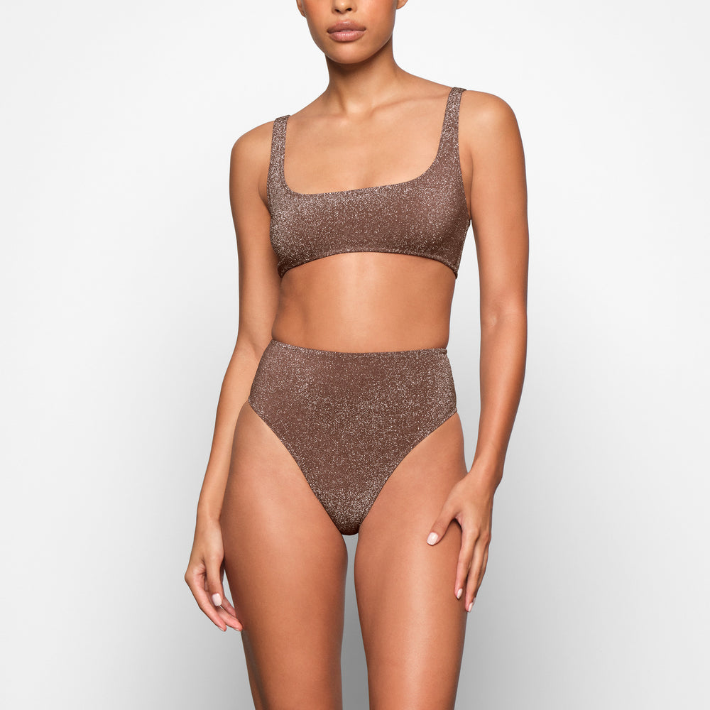 Two Pieces Skims GLITTER SWIM SCOOP BIKINI TOP Marron | 972FWRSHK