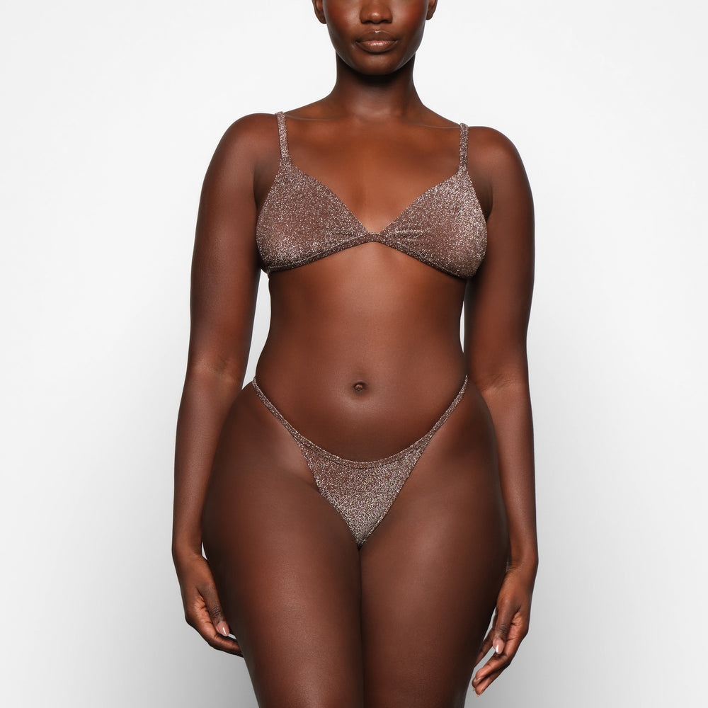 Two Pieces Skims GLITTER SWIM TRIANGLE BIKINI TOP Chocolat | 804VDCLKY