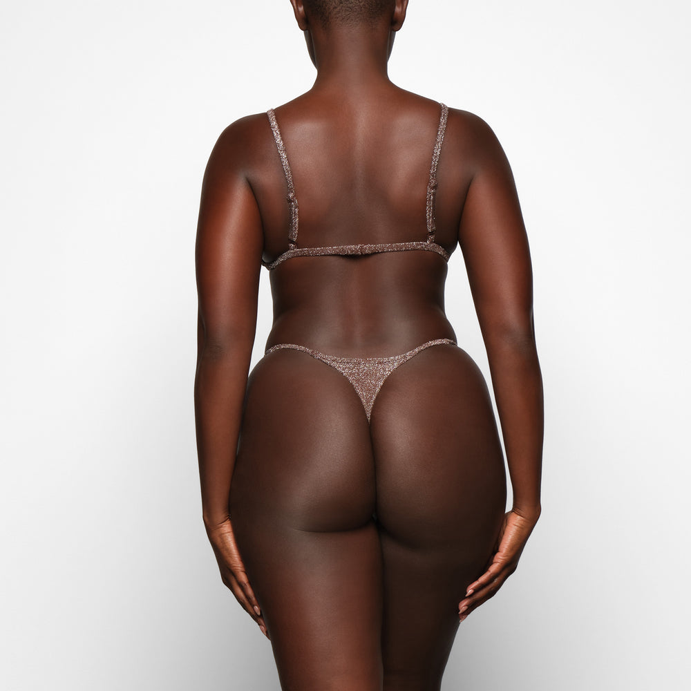 Two Pieces Skims GLITTER SWIM TRIANGLE BIKINI TOP Chocolat | 804VDCLKY