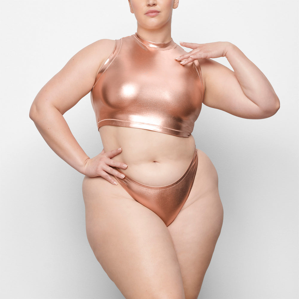 Two Pieces Skims METALLIC SWIM MOCK NECK TANK Rose Doré | 302NCIORD