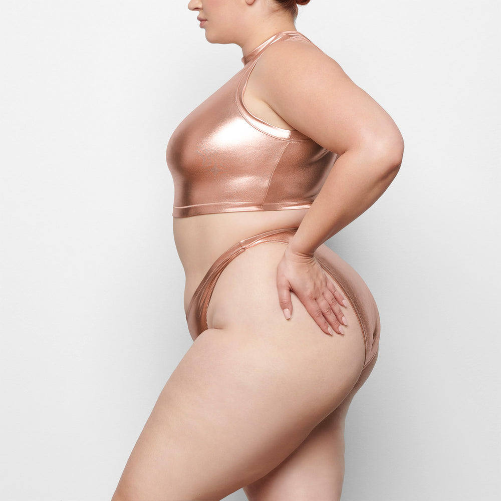 Two Pieces Skims METALLIC SWIM MOCK NECK TANK Rose Doré | 302NCIORD