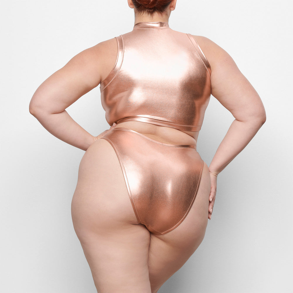 Two Pieces Skims METALLIC SWIM MOCK NECK TANK Rose Doré | 302NCIORD