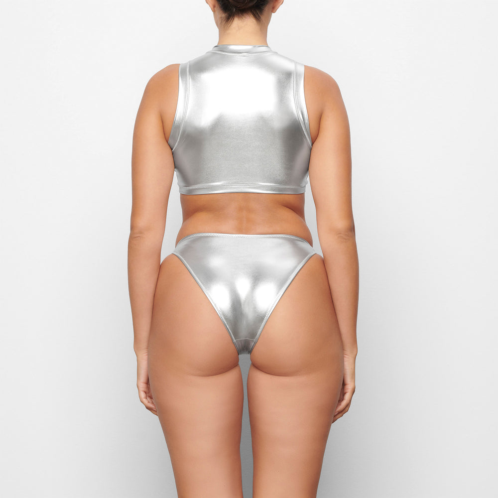 Two Pieces Skims METALLIC SWIM MOCK NECK TANK Grise | 635BDRXTE