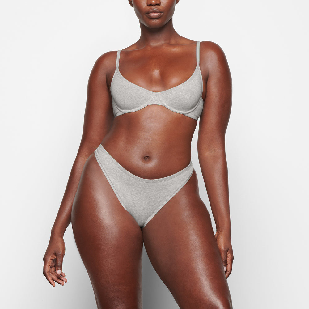 Underwire Bra Skims COTTON LOGO DEMI Grise Clair | 741OCPANX