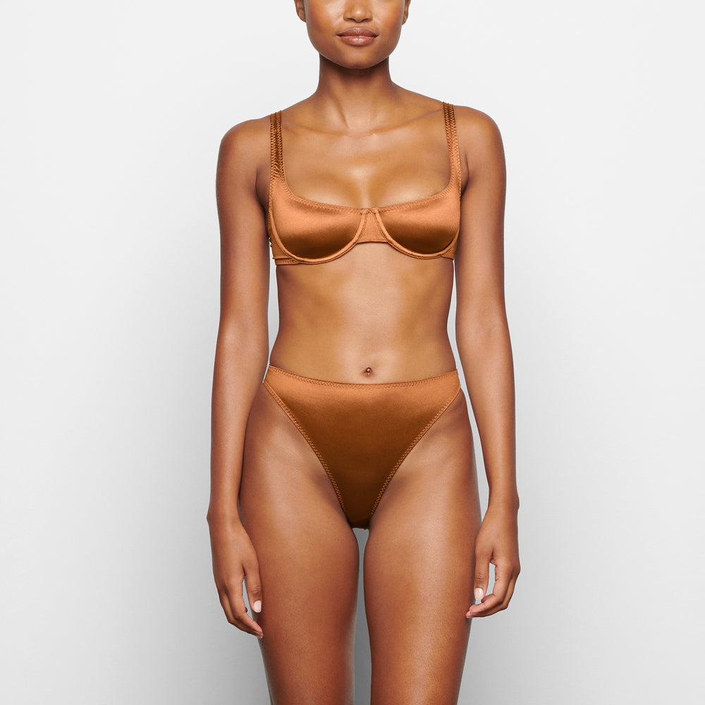 Underwire Bra Skims STRETCH SATIN SCOOP Abricot | 813MXFQYK