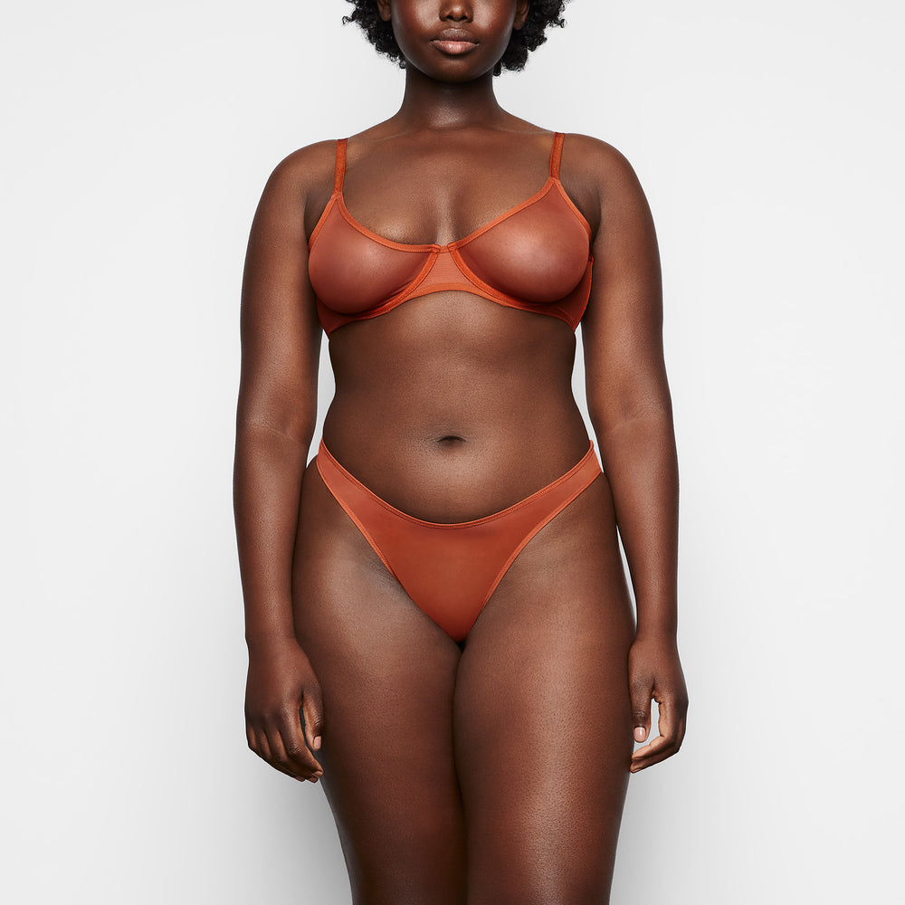 Underwire Bra Skims ULTRA FINE MESH SCOOP Marron | 645IQWFHY