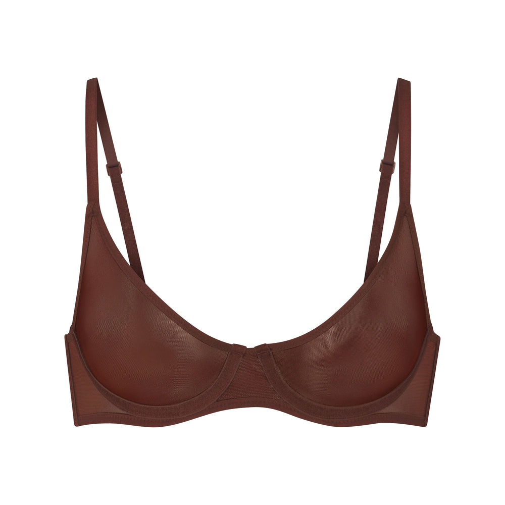 Underwire Bra Skims ULTRA FINE MESH SCOOP Chocolat | 819ETJFCH