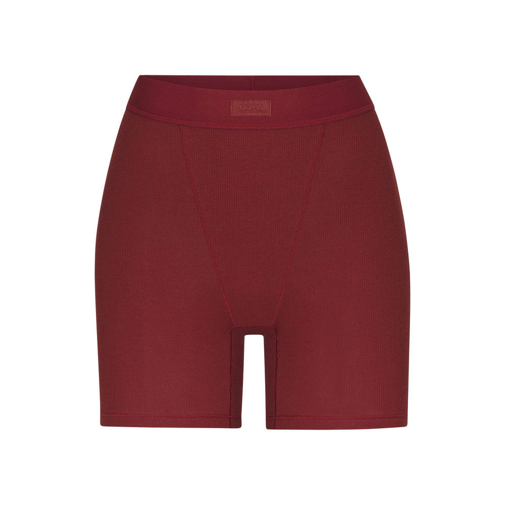 Boxer Shorts Skims COTTON RIB Rouge Foncé | 059JVCOFP