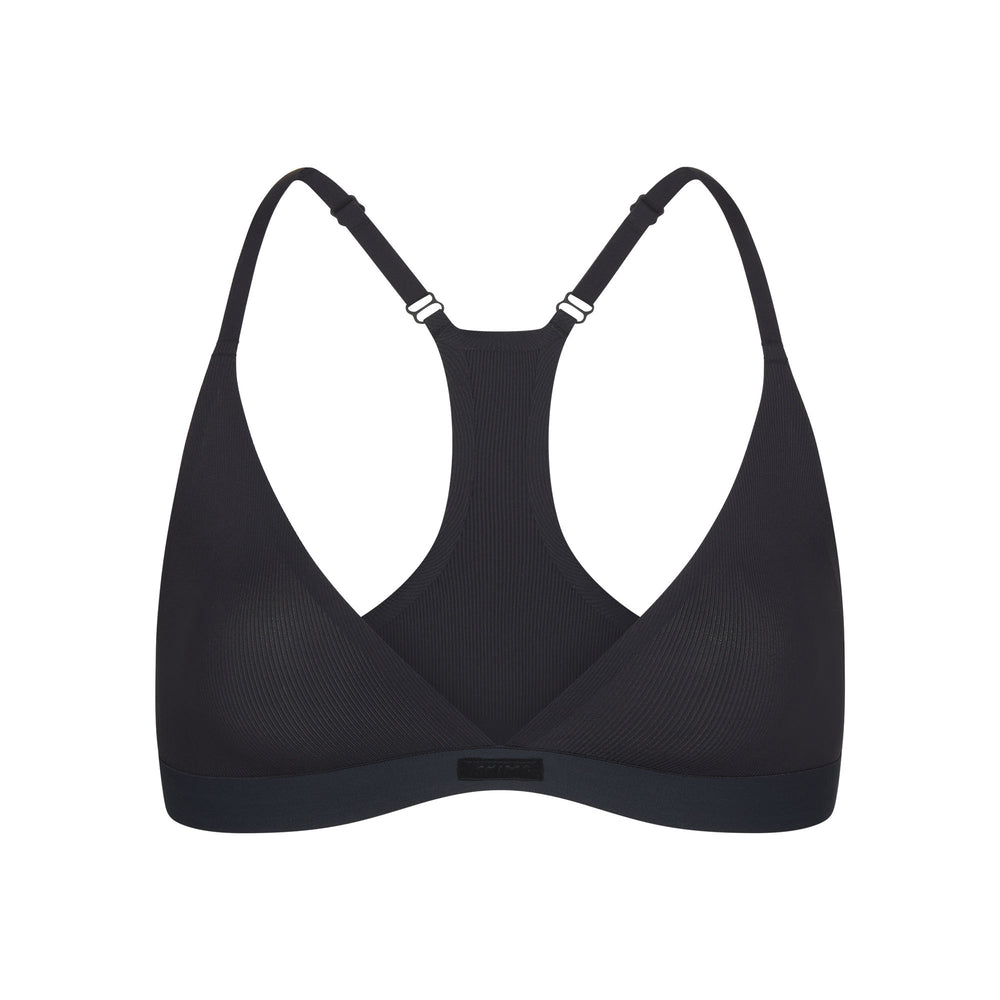 Bralette Skims SMOOTH RIB RACERBACK TRIANGLE Noir | 075UNRTWA