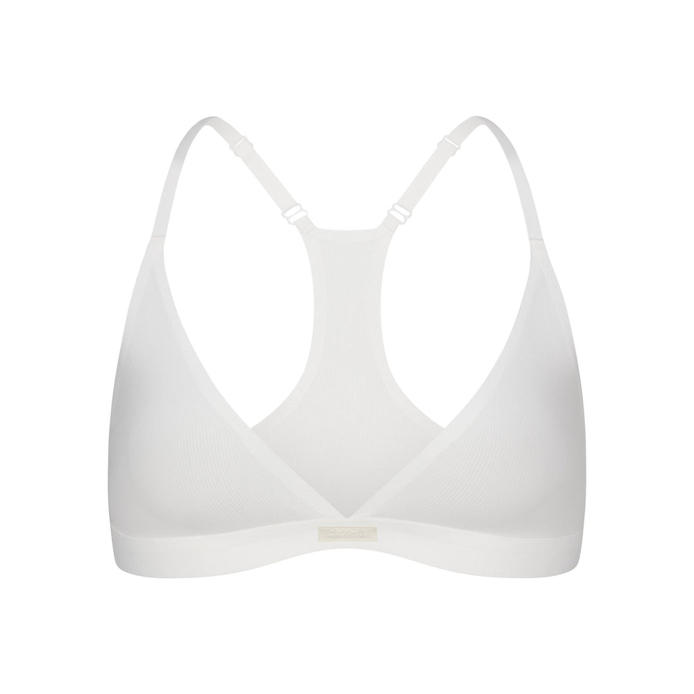 Bralette Skims SMOOTH RIB RACERBACK TRIANGLE Blanche | 471PSRJBE