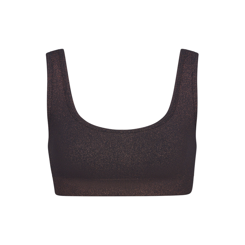 Bralette Skims SOFT SMOOTHING SHINE SCOOP NECK Noir | 796XMYAGW