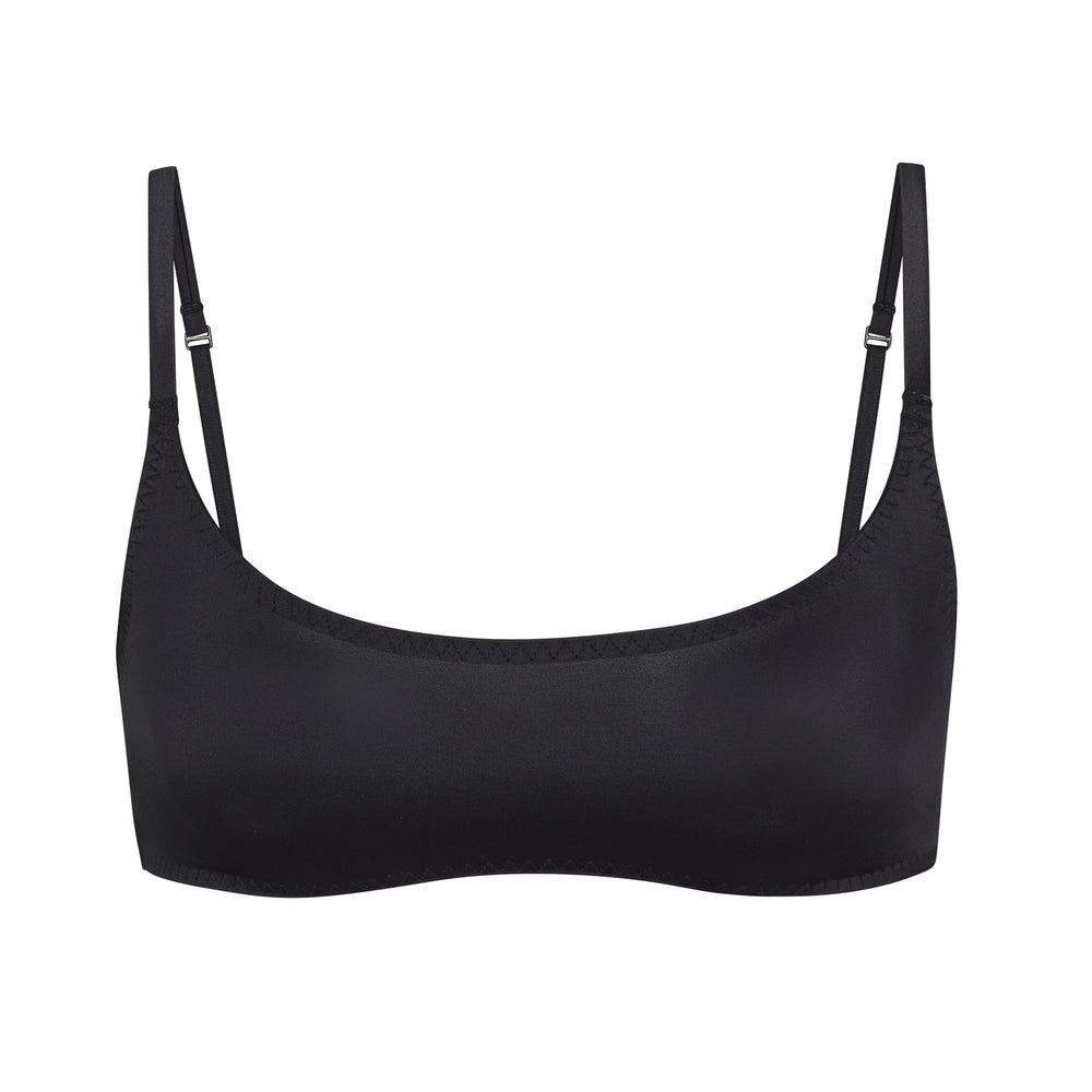 Bralette Skims STRETCH SATIN SCOOP NECK Noir | 089TMJPVH