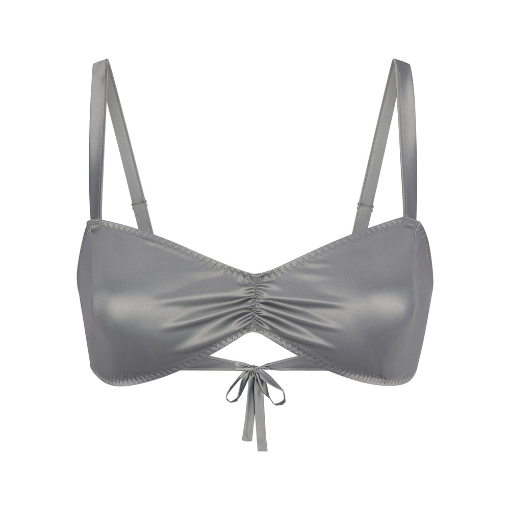 Bralette Skims WOVEN SHINE TIE BACK Grise Clair | 176WNIDTF