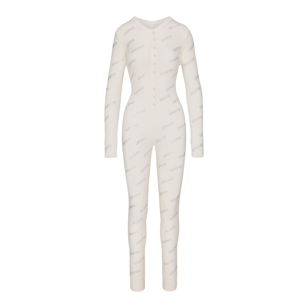 Combinaison Skims RHINESTONE LOGO POINTELLE Blanche | 169CYXZNJ