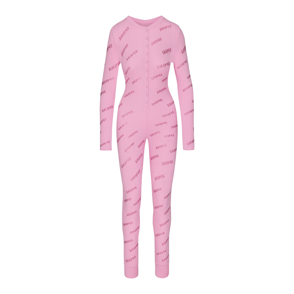 Combinaison Skims RHINESTONE LOGO POINTELLE Rose | 809RHIBPE