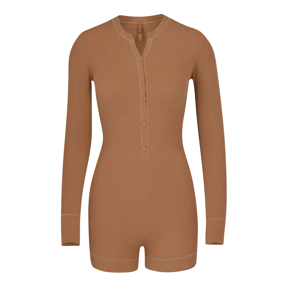 Combinaison Skims SOFT LOUNGE BUTTON UP HENLEY Marron | 907RUMBZK
