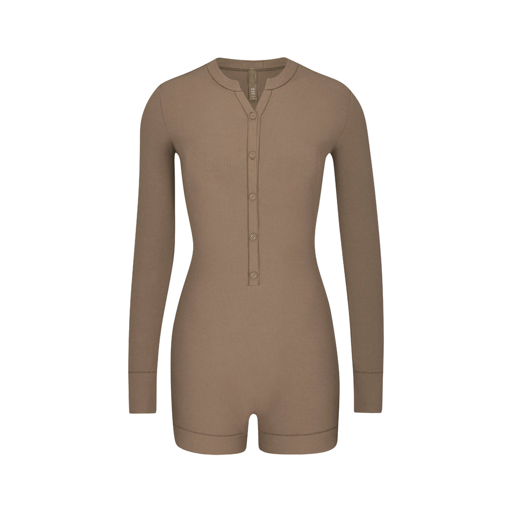 Combinaison Skims SOFT LOUNGE BUTTON UP HENLEY Abricot | 963FLDKVA