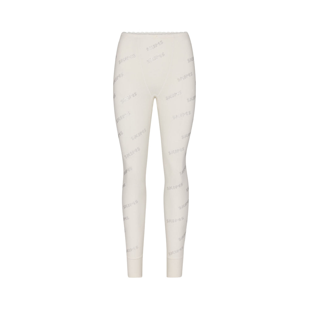 Leggings Skims RHINESTONE LOGO POINTELLE Blanche | 416MDXSWT