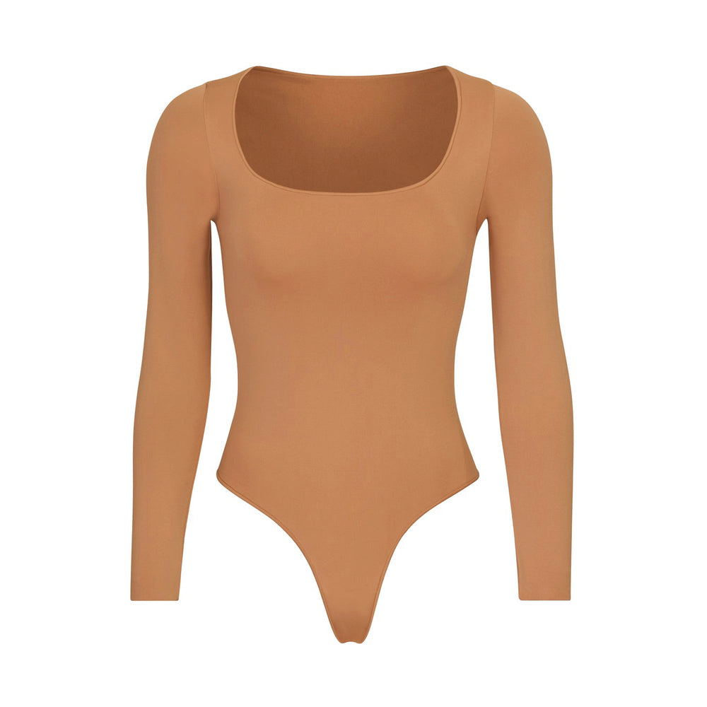 Long Sleeve Bodysuit Skims ESSENTIAL SCOOP NECK Marron | 624EFXHYB