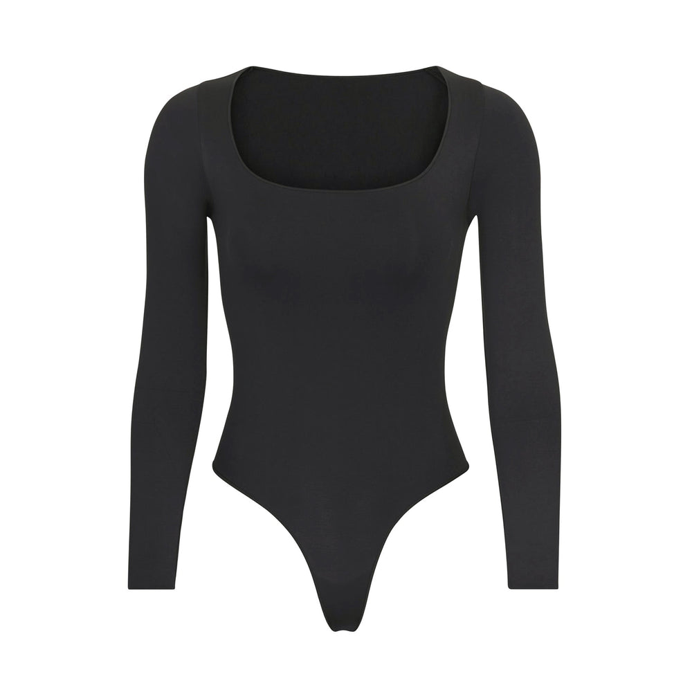 Long Sleeve Bodysuit Skims ESSENTIAL SCOOP NECK Noir | 892KBCLRO