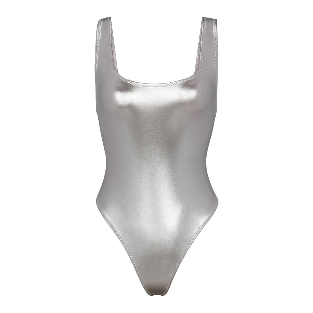 One Piece Skims METALLIC SWIM HIGH CUT Grise | 376HKTMDJ