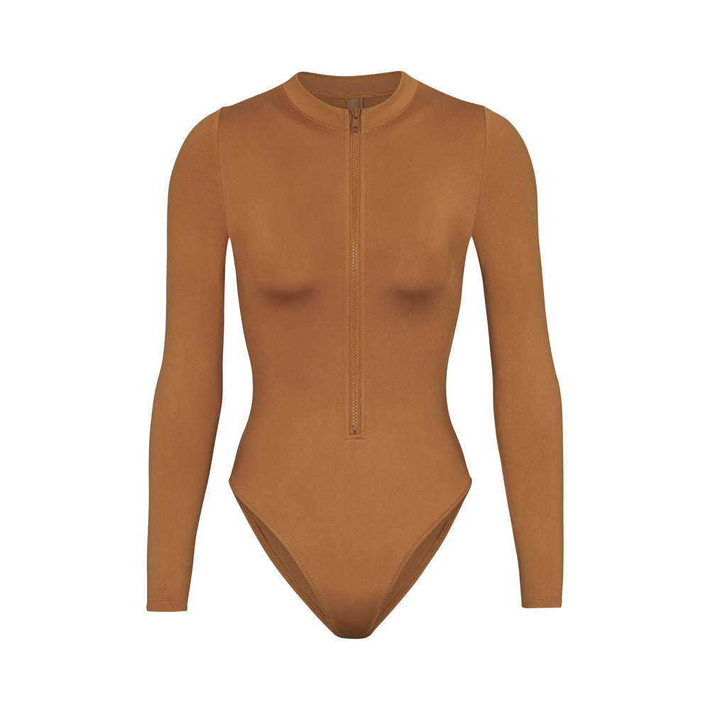 One Piece Skims SWIM ZIP FRONT LONG SLEEVE Abricot | 659VWMXIZ