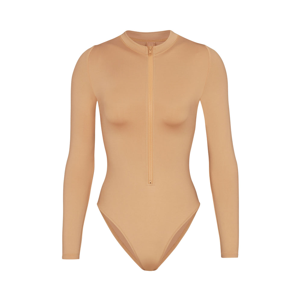 One Piece Skims SWIM ZIP FRONT LONG SLEEVE Beige | 830KPJNDB