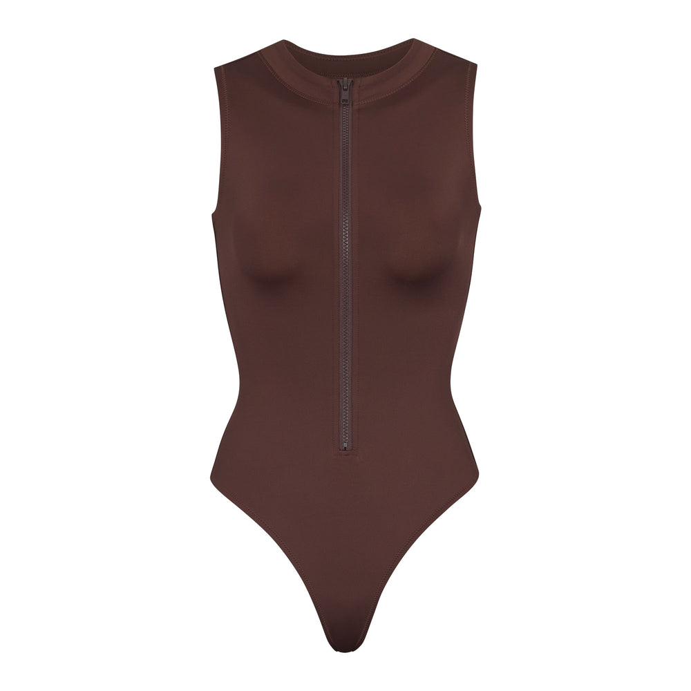 One Piece Skims SWIM ZIP FRONT SLEEVELESS Chocolat | 724LJOVXC