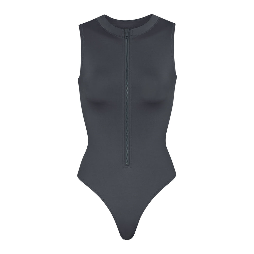 One Piece Skims SWIM ZIP FRONT SLEEVELESS Grise Foncé | 931NHADKR
