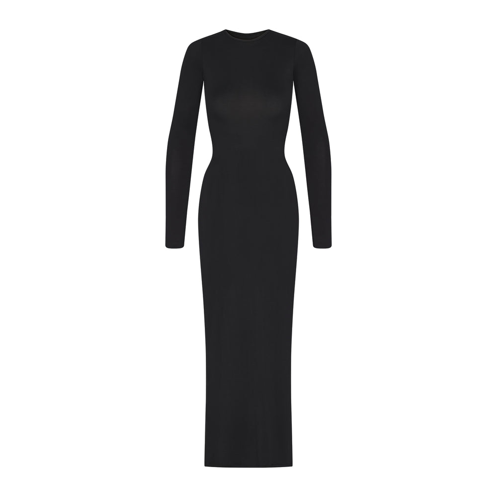 Peignoir Skims SMOOTH LOUNGE CREW NECK LONG SLEEVE Noir | 630IHYXZR
