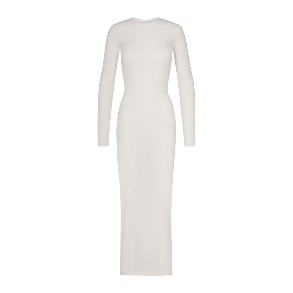 Peignoir Skims SOFT LOUNGE CREW NECK LONG Blanche | 705LJIUGA