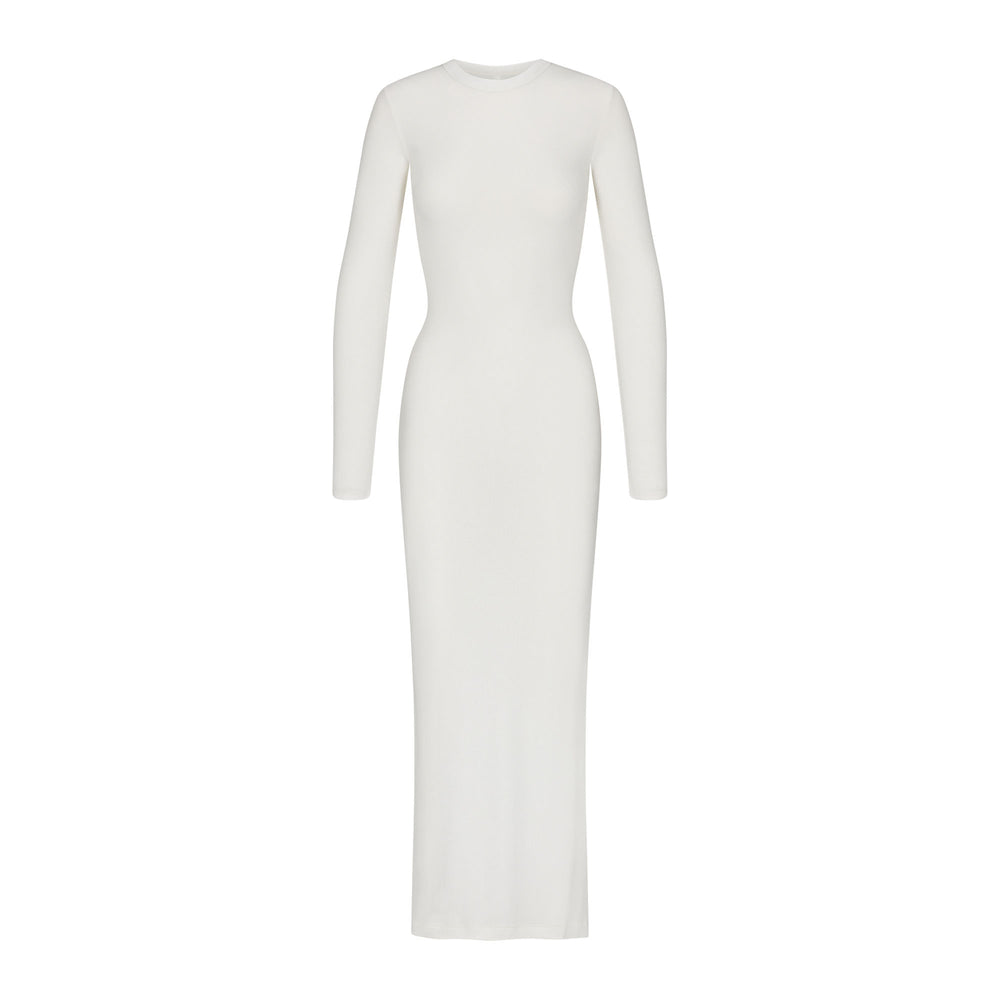 Peignoir Skims SOFT LOUNGE SHIMMER CREW NECK LONG Blanche | 402SMZOQU